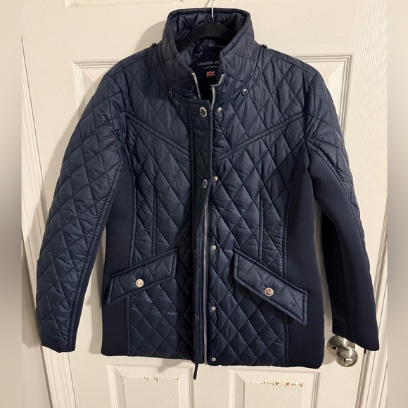 London Fog Jackets & Blazers - London Fog Navy Quilted Barn Jacket